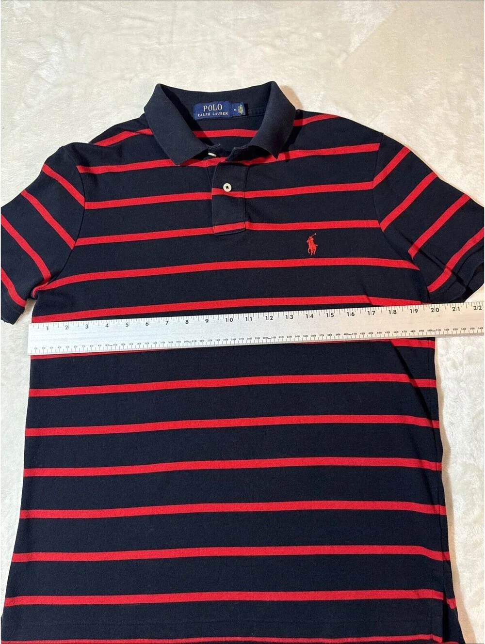 Polo Ralph Lauren Men's Striped Short Sleeve Polo Shirt Med Red/Blue
